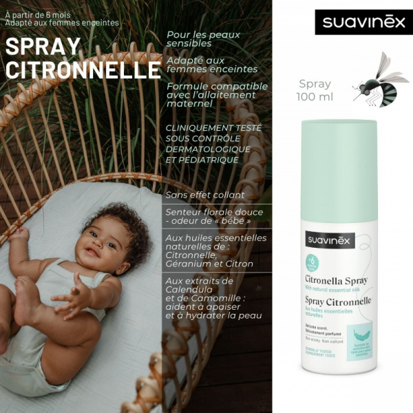 Spray anti-moustique à la citronnelle 100 ml Suavinex