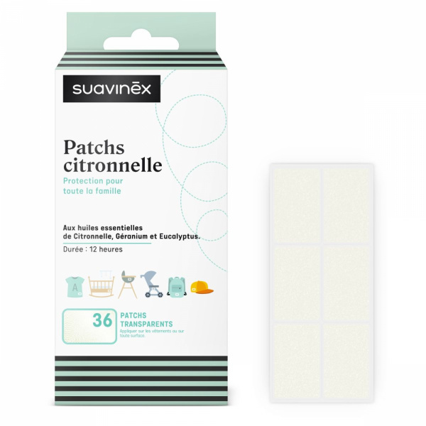 Lot de 36 patchs anti-moustique à la citronnelle Suavinex