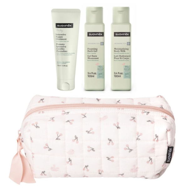 Trousse de toilette bébé 3 soins birdies rose Suavinex
