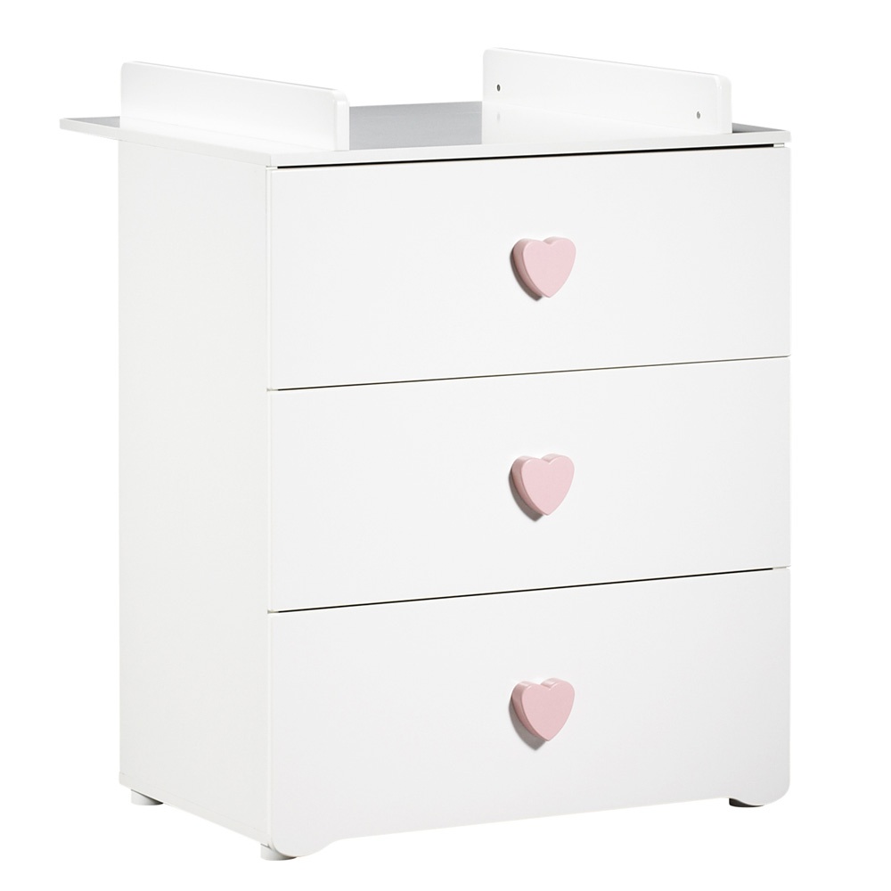 Commode bébé avec dispositif à langer boutons coeur rose de Baby