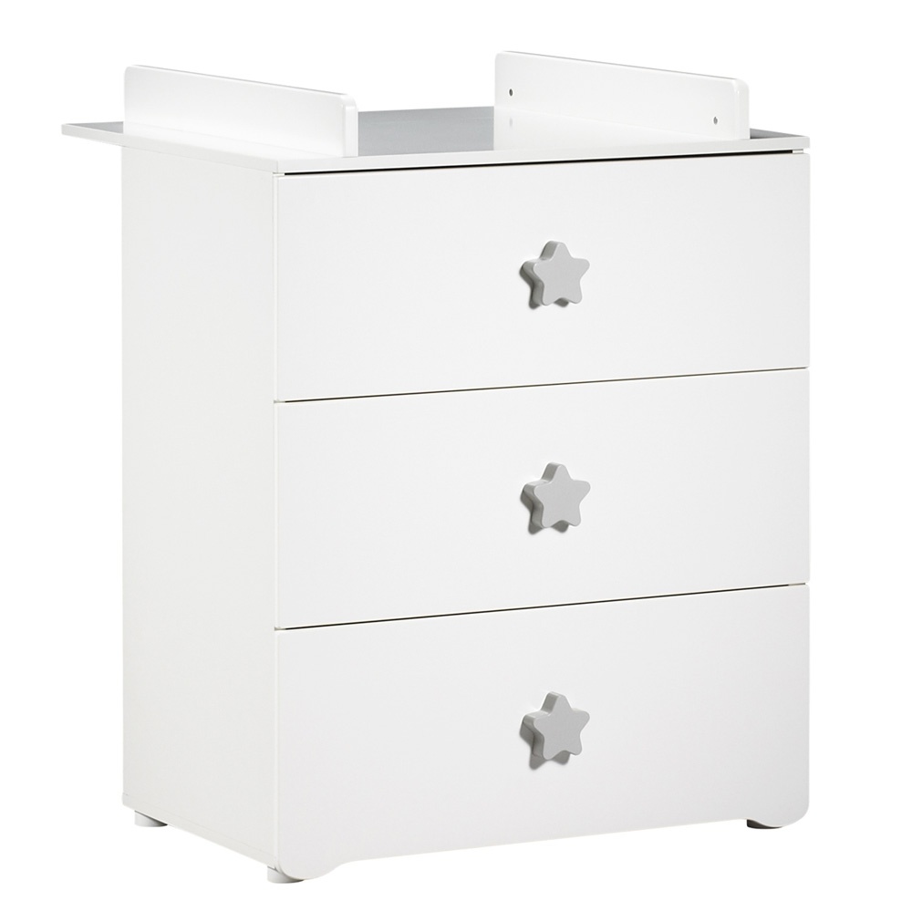 Commode bébé avec dispositif à langer boutons étoile gris de Baby