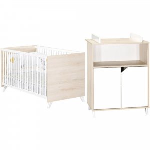 Chambre duo lit + commode scandi naturel Baby price