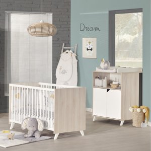 Chambre duo lit little big bed + commode scandi naturel Baby price