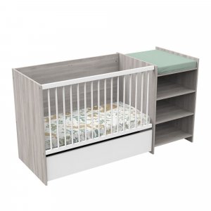 Lit chambre évolutif commode étagère up chêne silex Baby price