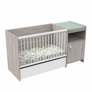 Lit chambre évolutif commode 1 porte up chêne silex Baby price
