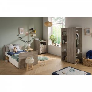 Lit chambre évolutif commode 1 porte up chêne silex Baby price