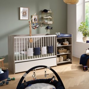Tiroir pour lit chambre transformable avec roulettes up chêne silex Baby price
