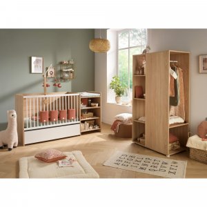 Lit chambre évolutif commode étagère up chêne doré Baby price
