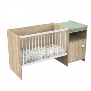 Lit chambre évolutif commode 1 porte up chêne doré Baby price