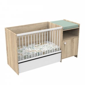 Lit chambre évolutif commode 1 porte up chêne doré Baby price