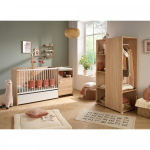 Lit chambre évolutif commode 1 porte up chêne doré Baby price