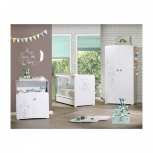 Chambre bébé trio lit bébé 120x60 + commode 2 portes + armoire 2 portes teddy Baby price