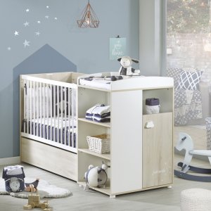 Lit bébé combiné évolutif 60x120 en 90x190 smile hêtre cendré Baby price