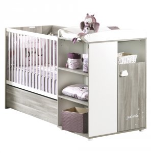 Lit bébé combiné évolutif 60x120 en 90x190 smile chêne silex Baby price