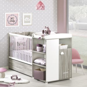 Lit bébé combiné évolutif 60x120 en 90x190 smile chêne silex Baby price