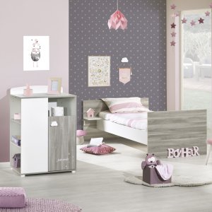 Lit bébé combiné évolutif 60x120 en 90x190 smile chêne silex Baby price