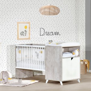 Lit combiné évolutif 60x120 en 90x190cm scandi gris Baby price
