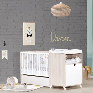 Lit combiné évolutif 60x120 en 90x190cm scandi naturel Baby price