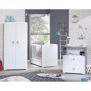 Chambre bébé trio nao lit 60x120cm + commode + armoire