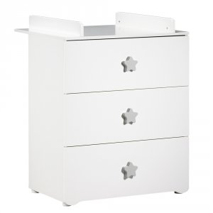 Commode bébé avec dispositif à langer boutons étoile gris