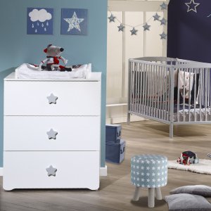 Commode bébé avec dispositif à langer boutons étoile gris Baby price