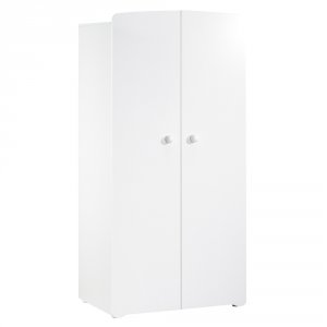 Armoire chambre bébé 2 portes boutons boule blanc