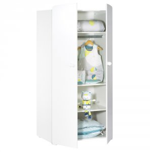 Armoire chambre bébé 2 portes boutons boule blanc Baby price