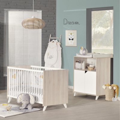 Chambre duo lit + commode scandi naturel