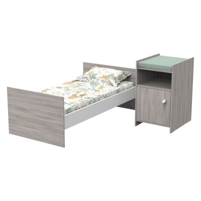 Lit chambre évolutif commode 1 porte up chêne silex