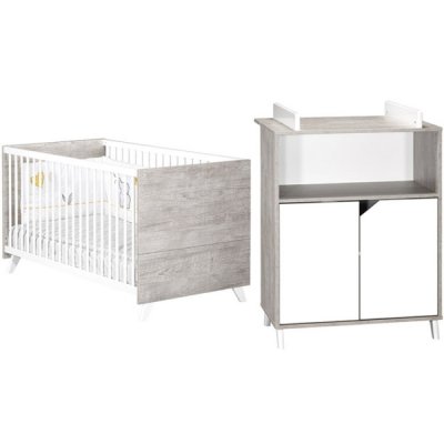 Chambre duo lit little big bed + commode scandi gris