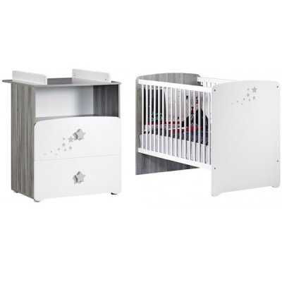 Chambre bébé duo lit 120x60 + commode 2 tiroirs et une niche nao