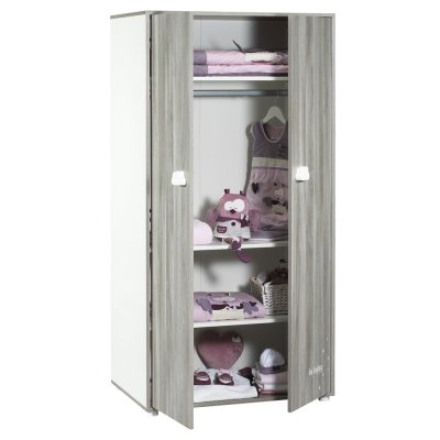 Armoire chambre bébé 2 porte smile chêne silex