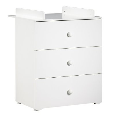 Commode bébé avec dispositif à langer boutons boule blanc