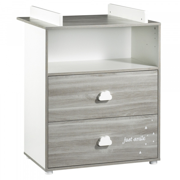 Chambre duo lit + commode smile chêne silex Baby price