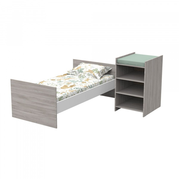 Lit chambre évolutif commode étagère up chêne silex Baby price