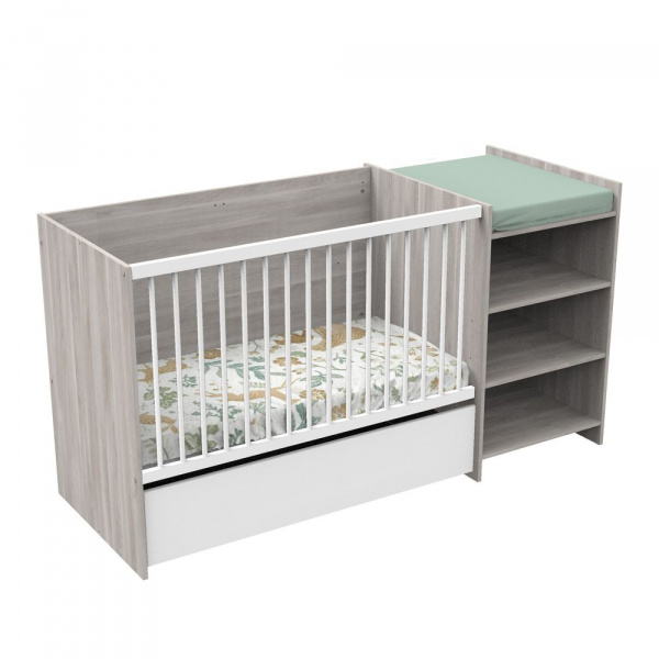 Lit chambre évolutif commode étagère up chêne silex Baby price