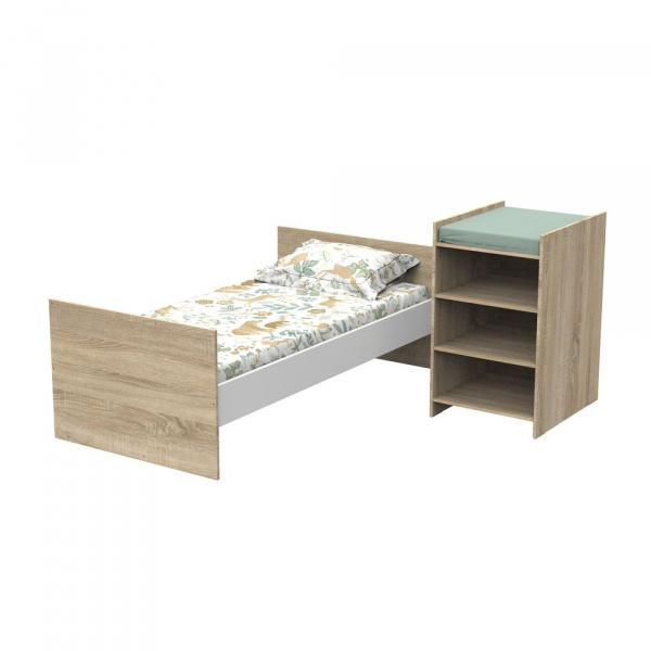 Lit chambre évolutif commode étagère up chêne doré Baby price