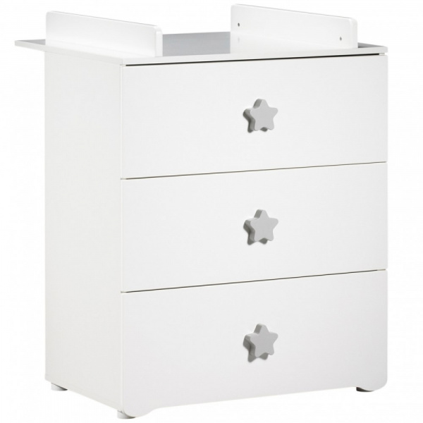 Chambre duo lit + commode basic étoile gris Baby price