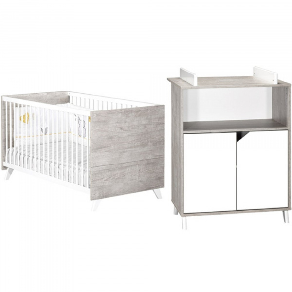 Chambre duo lit little big bed + commode scandi gris Baby price