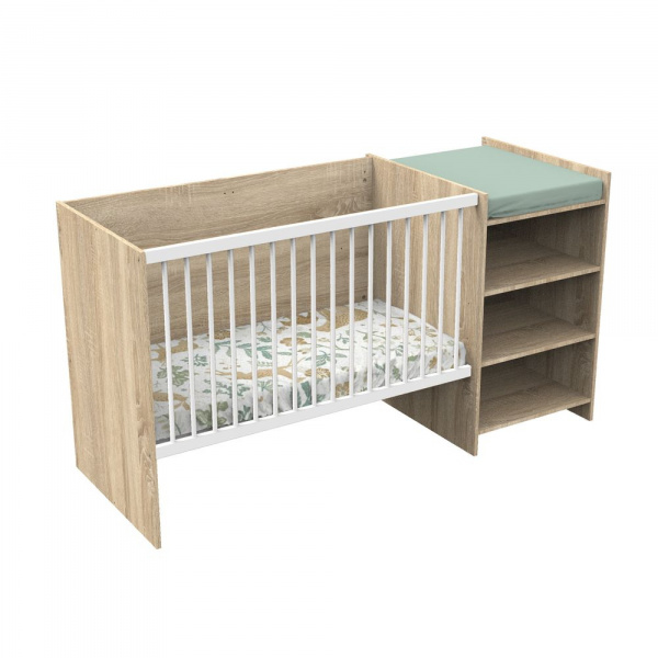 Chambre duo lit combiné évolutif et armoire chêne doré Baby price