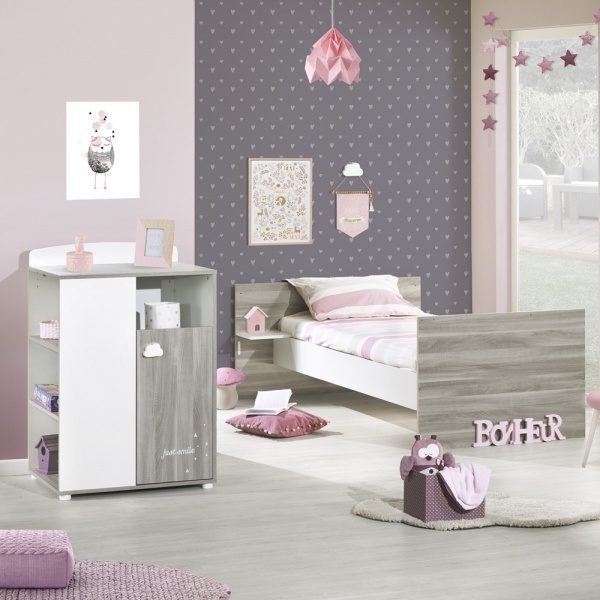 Lit bébé combiné évolutif 60x120 en 90x190 smile chêne silex Baby price