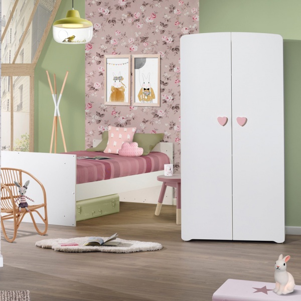 Lit bébé combiné évolutif 60x120 en 90x190 boutons boule blanc Baby price