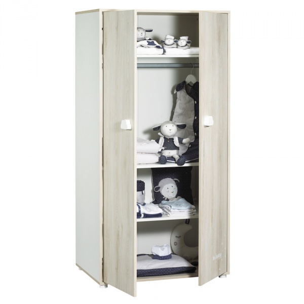 Armoire chambre bébé 2 porte smile hêtre cendré Baby price