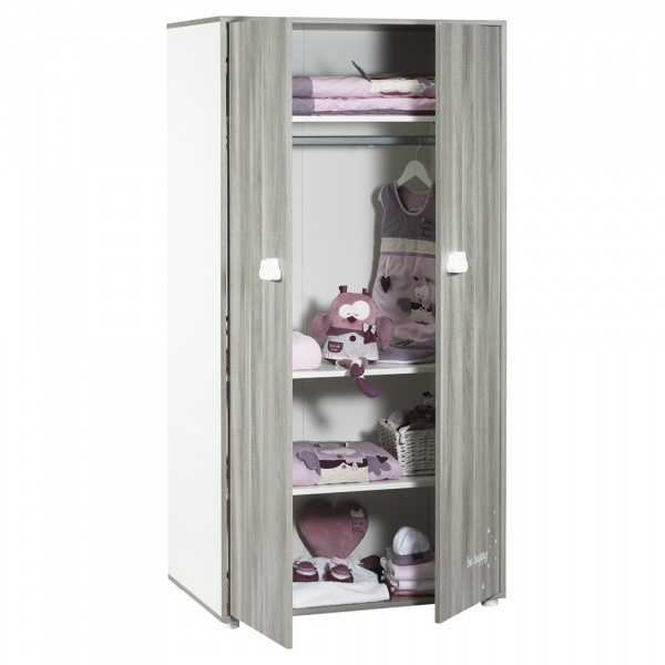 Armoire chambre bébé 2 porte smile chêne silex Baby price