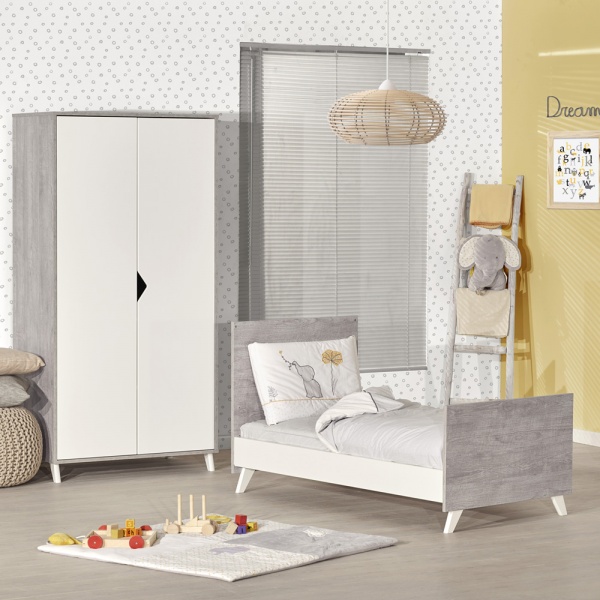 Armoire chambre bébé 2 portes scandi gris Baby price