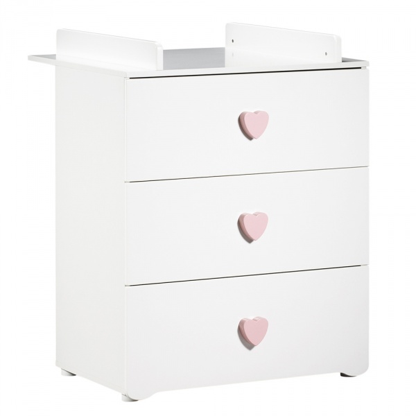 Commode bébé avec dispositif à langer boutons coeur rose Baby price