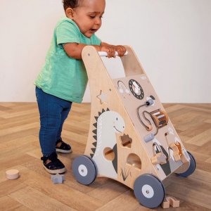 Chariot d'activités et de marche 12 mois et + avec cubes en bois Tryco