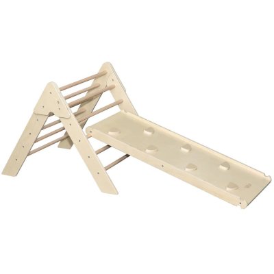 Triangle d'escalade en bois avec toboggan