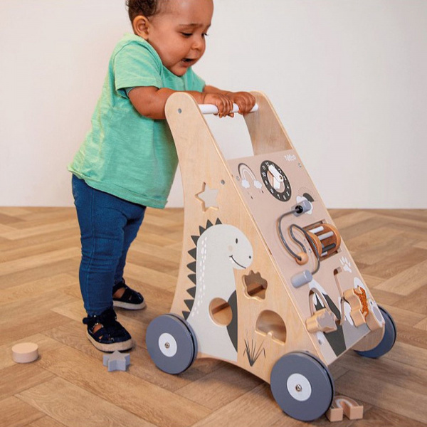 Chariot d'activités et de marche 12 mois et + avec cubes en bois Tryco