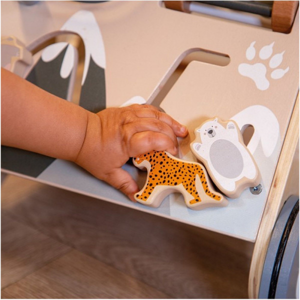 Chariot d'activités et de marche 12 mois et + avec cubes en bois Tryco